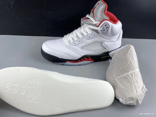 Chep Onekick Fire Jordan Tongue 5 Silver Retro DA1911-102 Red (2020) Air 0825